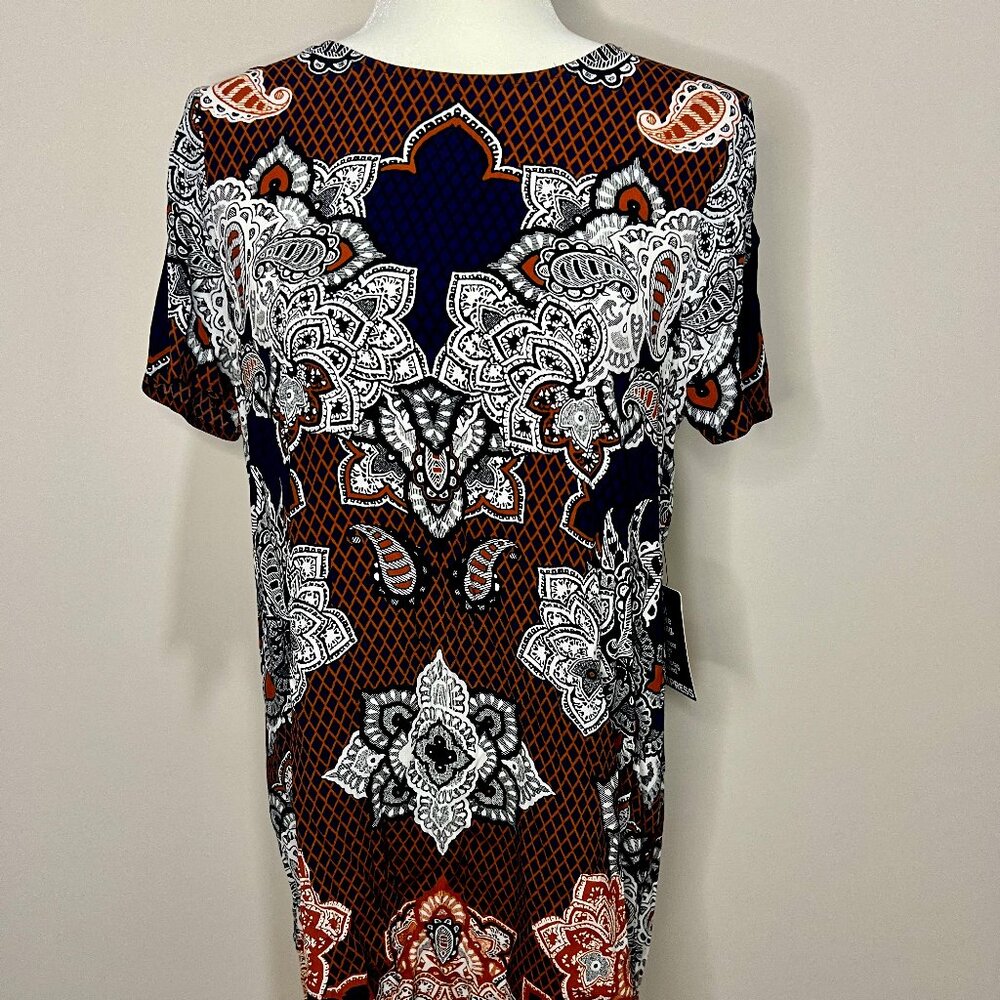 Express Vintage Print Crepe Shift Dress